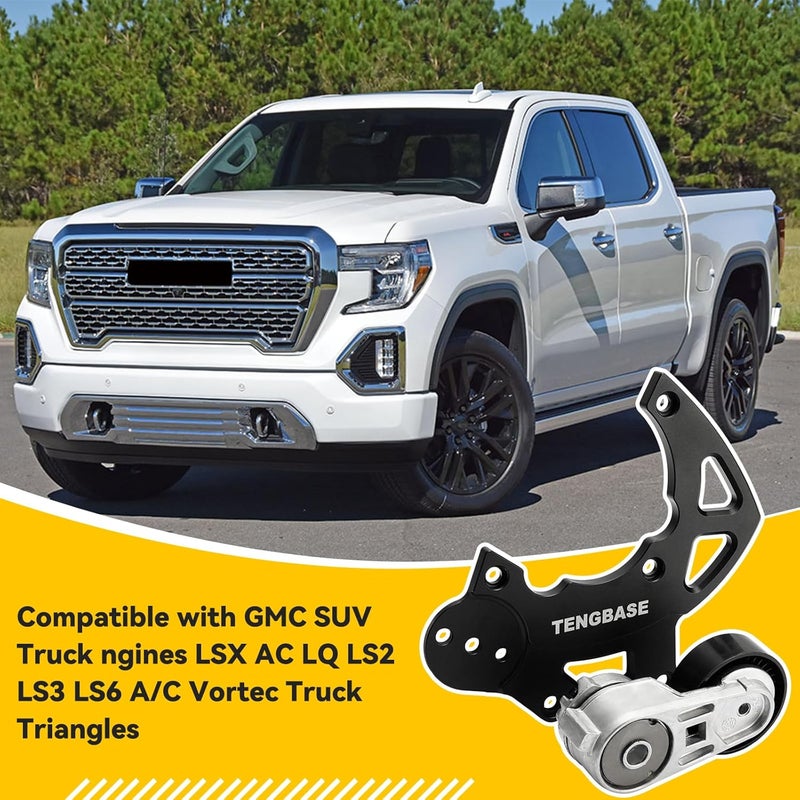 TENGBASE LS R4 AC Compressor Bracket Kit - High Mount Bracket for Chevrolet GMC SUV Truck Engines - LSX LS2 LS3 LS6 A/C Vortec - Triangles - Image 3